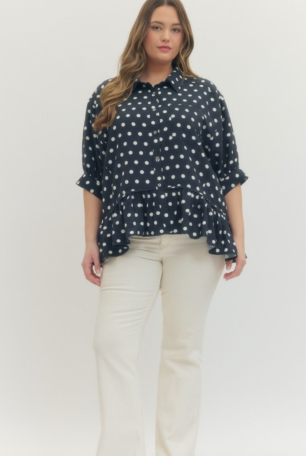 T30641P curvy polka dot top | 1971 Clothing