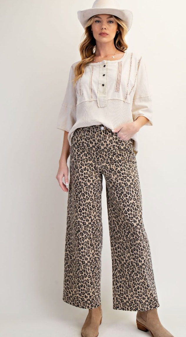 Eb56845x animal print washed curvy pants | 1971 Clothing